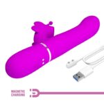 PRETTY LOVE - VIBRATORE MULTIFUNZIONE RABBIT 4 IN 1 FARFALLA FUCSIA - immagine 9
