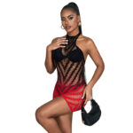 SUBBLIME - 952242 VESTITO ELASTICO A RETE DEGRADATA ROSSO E NERO TAGLIA UNICA - immagine 4