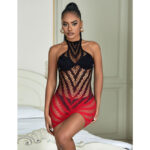 SUBBLIME - 952242 VESTITO ELASTICO A RETE DEGRADATA ROSSO E NERO TAGLIA UNICA - immagine 10