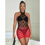SUBBLIME - 952242 VESTITO ELASTICO A RETE DEGRADATA ROSSO E NERO TAGLIA UNICA - immagine 8