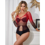 SUBBLIME - 952259 VESTITO ELASTICO A RETE MANICA LUNGA SFUMATO ROSSO E NERO TAGLIA UNICA - immagine 7