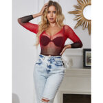 SUBBLIME - 952259 VESTITO ELASTICO A RETE MANICA LUNGA SFUMATO ROSSO E NERO TAGLIA UNICA - immagine 11