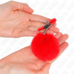 KINK - PINZA PER CAPEZZOLI CON SFERA IN ECOPELLICCIA ROSSO 6 CM - immagine 3