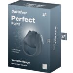 SATISFYER - PERFECT PAIR 2 MULTIVIBRATORE 2 IN 1 ANELLO PER PENE E STIMOLATORE PER DITA GRIGIO - immagine 9