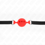 KINK - BAVAGLIO IN SILICONE INTERO 55 x 2 CM CON SFERA DA 4,5 CM MISURA M ROSSO REGOLABILE 35-51 CM - immagine 4