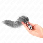 KINK - PLUG ANALE TAGLIA S 7 X 3 CM CON CODA SINTETICA 40 CM GRIGIO - immagine 3