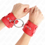 KINK - POLSO FISSO CON ANELLO E BORCHIE REGOLABILE ROSSO 17-22 CM X 6,5 CM - immagine 4