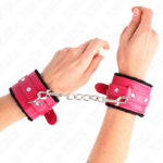 KINK - POGGIPOLSI PREMIUM FODERATI IN PELLICCIA NERI CON CINTURA ROSA LAMPONE REGOLABILE 17-29 CM X 6 CM - immagine 4