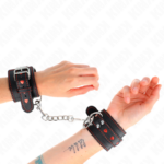 KINK - POLSO NERO CON INTARSIO CUORE ROSSO REGOLABILE 21-28 CM X 5,5 CM - immagine 4