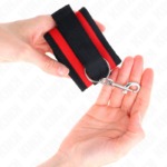 KINK - TENUTA DA POLSO IN NYLON HOOK&LOOP ROSSO-NERO MODELLO 2 REGOLABILE 18-35 CM X 6 CM - immagine 3