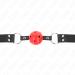 KINK - BAVAGLIO SFERA TRASPIRANTE 4 CM CON DOPPIO RIVETTO IN CUOIO 62,5 x 2,5 CM REGOLABILE 42-58 CM - immagine 3