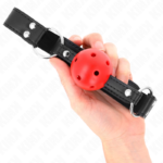 KINK - BAVAGLIO SFERA TRASPIRANTE 4 CM CON DOPPIO RIVETTO IN CUOIO 62,5 x 2,5 CM REGOLABILE 42-58 CM - immagine 4