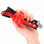 KINK - PALLA DURA CAVA ROSSA 4 CM GAG NERO CINTURINO 60 x 2 CM REGOLABILE 37-52 CM - immagine 3