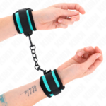 KINK - TENUTA DA POLSO IN NYLON CON GANCIO E LOOP NERO-BLU REGOLABILE 18-32 CM X 5 CM - immagine 3