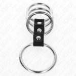 KINK - 4 ANELLI PER PENE IN METALLO DA 3,7 CM A 5 CM COLLEGATI DA PELLE - immagine 3