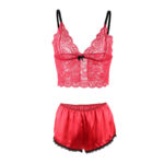 SUBBLIME - 953904 CAMICIA DA NOTTE IN SETA E PIZZO + SLIP ROSSO L/XL - immagine 5