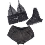 SUBBLIME - 953911 CAMICIA DA NOTTE IN SETA E PIZZO + SLIP NERO S/M - immagine 3
