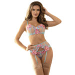 SUBBLIME - 954109 REGGISENO + SLIP CON CINTURA REGGISENO FLOREALE BLU S/M - immagine 3