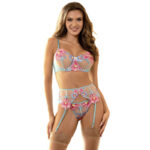 SUBBLIME - 954116 REGGISENO + SLIP CON CINTURA REGGISENO FLOREALE BLU L/XL