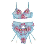 SUBBLIME - 954116 REGGISENO + SLIP CON CINTURA REGGISENO FLOREALE BLU L/XL - immagine 5