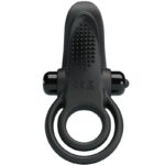 PRETTY LOVE - DOPPIO ANELLO VIBRANTE + STIMOLATORE CLITORIDEO 10 VIBRAZIONI NERO - immagine 3