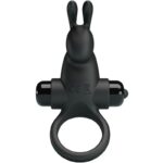 PRETTY LOVE - ANELLO VIBRANTE + STIMOLATORE CLITORIDEO CONIGLIO 10 VIBRAZIONI NERO - immagine 2