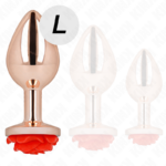 KINK - PLUG ANALE IN ORO ROSA CON ROSA ROSSA L - immagine 2