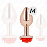 KINK - PLUG ANALE IN ORO ROSA CON ROSA ROSSA M - immagine 2