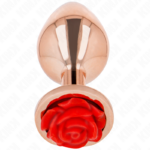 KINK - PLUG ANALE IN ORO ROSA CON ROSA ROSSA M