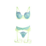 SUBBLIME - 955328 COMPLETO REGGISENO CON PIZZO E LINEE GIARRETRICI VERDE E BLU L/XL - immagine 7