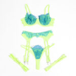 SUBBLIME - 955328 COMPLETO REGGISENO CON PIZZO E LINEE GIARRETRICI VERDE E BLU L/XL - immagine 6