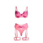 SUBBLIME - 955366 COMPLETO REGGISENO CON PIZZO E LINEE DI GIARRETTIERA ROSA E VIOLA L/XL - immagine 7
