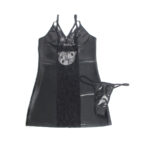 SUBBLIME - 957520 VESTIDO DE CUERO CON ENCAJE FLORAL NEGRO S/M - immagine 4