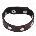 KINK - ANELLO PER PENE IN PELLE CON CHIUSURA A PRESSIONE FODERA ROSSA 21 X 1,5 CM - immagine 3