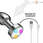 INTENSE - PLUG ANALE VIBRANTE IN METALLO CON LUCI LED E TELECOMANDO - TAGLIA M - immagine 6
